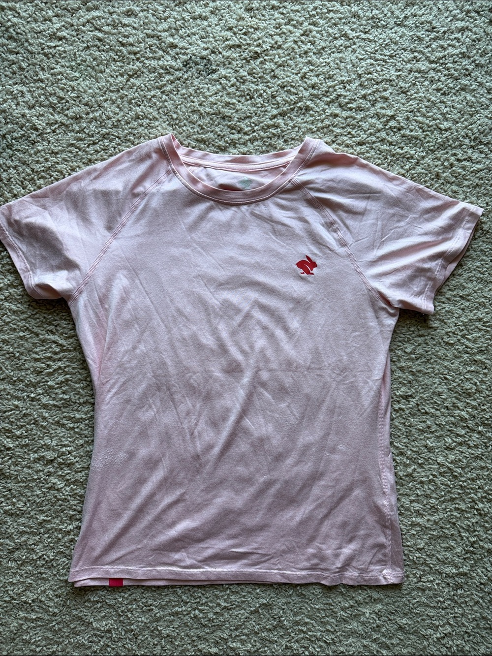 Rabbit Running EZ Light Pink Tee with Small Red Logo
